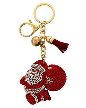 Santa Claus Crystal Christmas Keychain